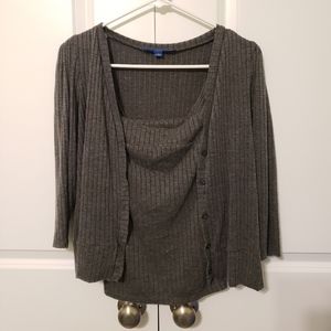 EUC Apt. 9 Small (S) 3/4 Sleeved Button-up Sweater with attached Tank Undershirt